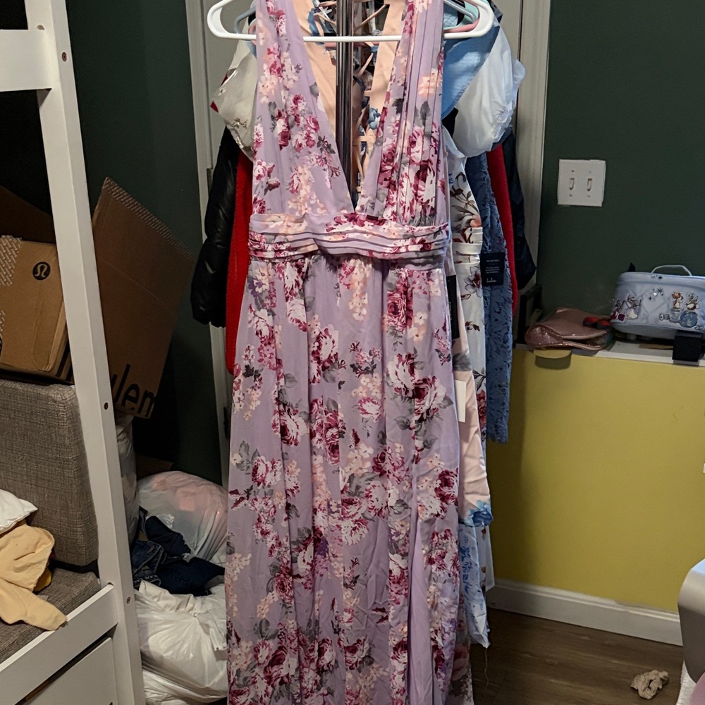 Floral Sleeveless Maxi Dress with Slit in Leg